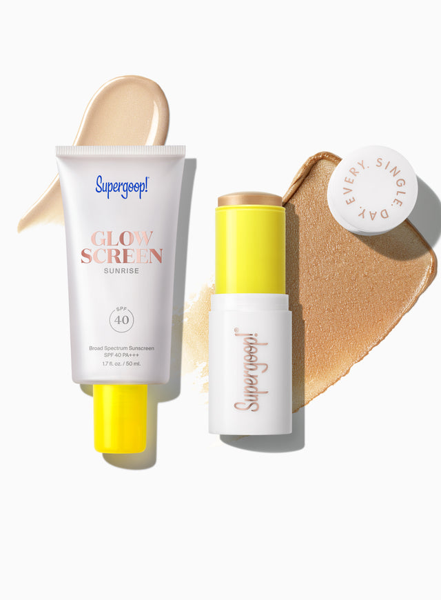 Sunkissed Glow & Go SPF Set Glowscreen SPF 40 in Sunrise and Glowscreen Sunlighter Stick SPF 45 in Sunrise