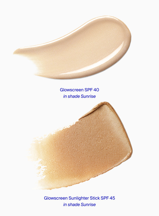 Sunkissed Glow & Go SPF Set Glowscreen SPF 40 in Sunrise and Glowscreen Sunlighter Stick SPF 45 in Sunrise